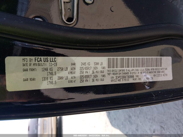 44925281 :رقم المزاد ، 3C4PDCBB6KT869808 vin ، 2019 Dodge Journey Se مزاد بيع