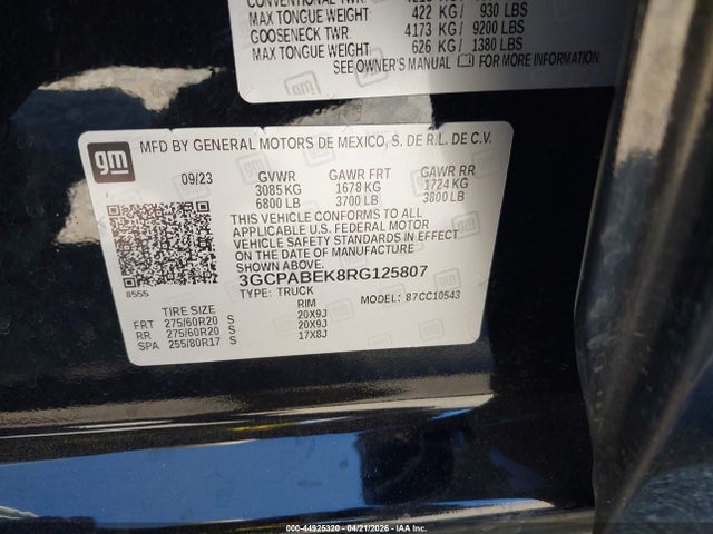 Chevrolet Silverado 1500 2024 3GCPABEK8RG125807 Image 9