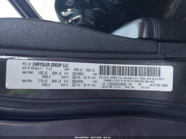 44925364 :رقم المزاد ، 1C4RDHAGXDC692665 vin ، 2013 Dodge Durango Sxt مزاد بيع