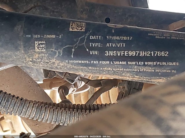 44925376 :رقم المزاد ، 3NSVFE997JH217862 vin ، 2018 Polaris Rzr Xp 4 1000 Eps مزاد بيع