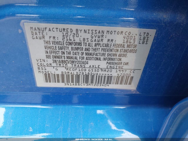 Aukcja sprzedaży 2021 Nissan Sentra Sv Xtronic Cvt, vin: 3N1AB8CV3MY203404, numer aukcji: 44925419