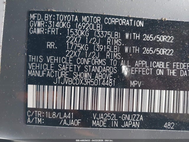 Aukcja sprzedaży 2024 Lexus Gx 550 Luxury, vin: JTJVBCDX3R5014481, numer aukcji: 44925433
