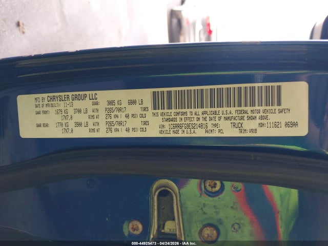 44925473 :رقم المزاد ، 1C6RR6FG9ES214816 vin ، 2014 Ram 1500 Tradesman مزاد بيع