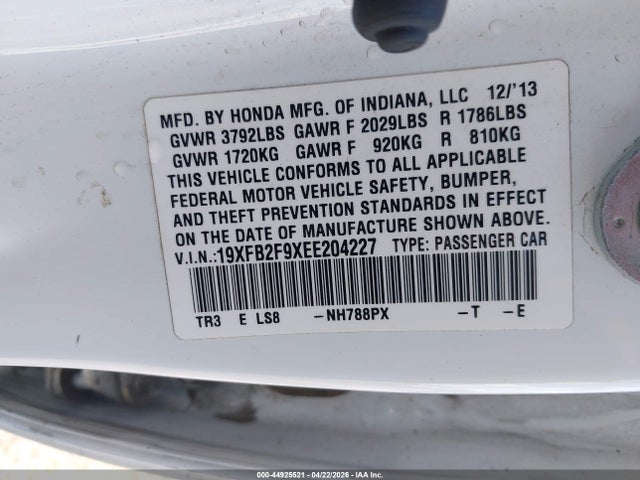 Honda Civic Ex-l 2014 19XFB2F9XEE204227 Image 9