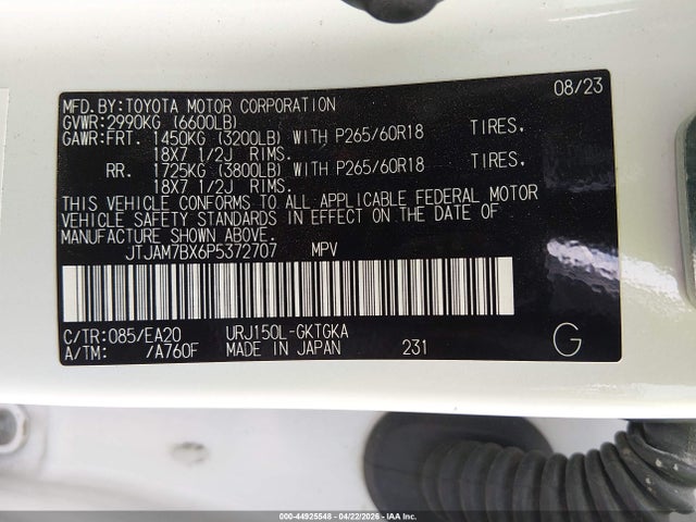 Продажа на аукционе авто 2023 Lexus Gx 460 Premium, vin: JTJAM7BX6P5372707, номер лота: 44925548