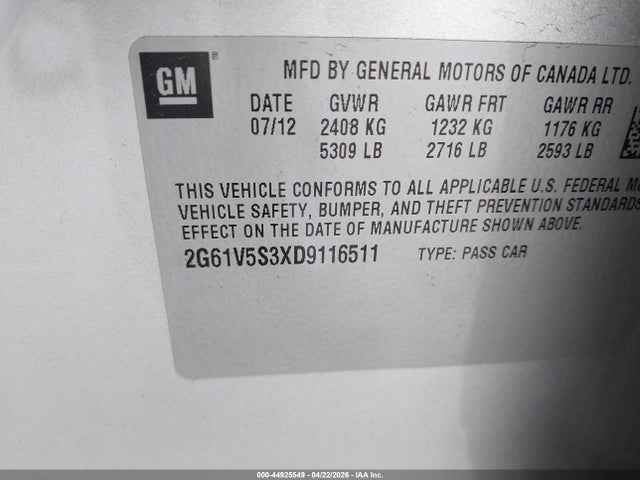 Продажа на аукционе авто 2013 Cadillac Xts Platinum, vin: 2G61V5S3XD9116511, номер лота: 44925549