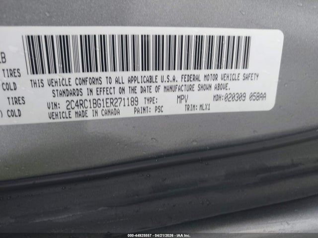 Aukcja sprzedaży 2014 Chrysler Town & Country Touring, vin: 2C4RC1BG1ER271189, numer aukcji: 44925557