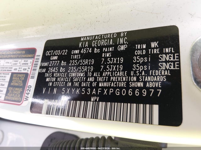 2023 Kia Sportage Sx-prestige მანქანა იყიდება აუქციონზე, vin: 5XYK53AFXPG066977, აუქციონის ნომერი: 44925558