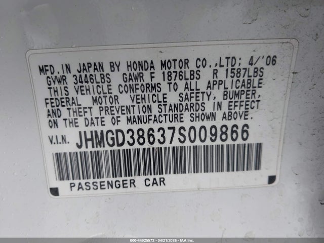 Продажа на аукционе авто 2007 Honda Fit Sport, vin: JHMGD38637S009866, номер лота: 44925572