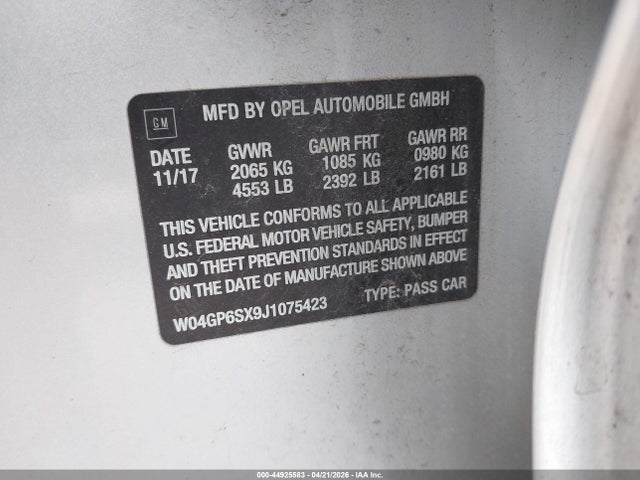 Aukcja sprzedaży 2018 Buick Regal Sportback Essence, vin: W04GP6SX9J1075423, numer aukcji: 44925583