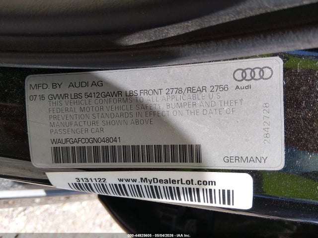 Продаж на аукціоні авто 2016 Audi A6 3.0t Premium Plus, vin: WAUFGAFC0GN048041, номер лоту: 44925605