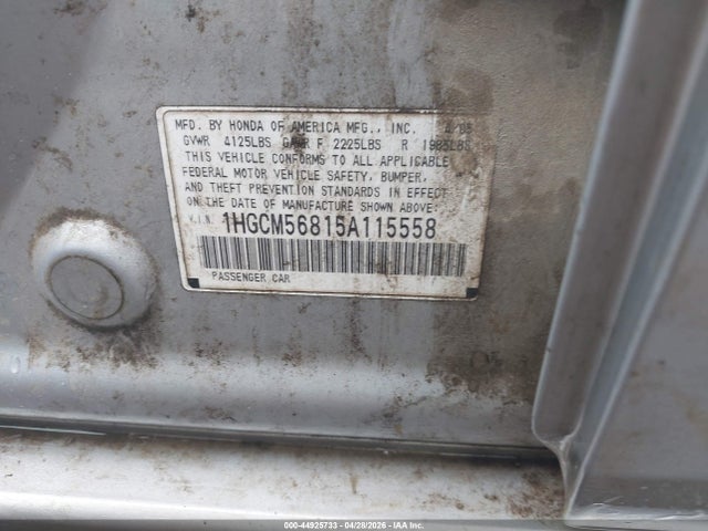 Продаж на аукціоні авто 2005 Honda Accord 2.4 Ex, vin: 1HGCM56815A115558, номер лоту: 44925733