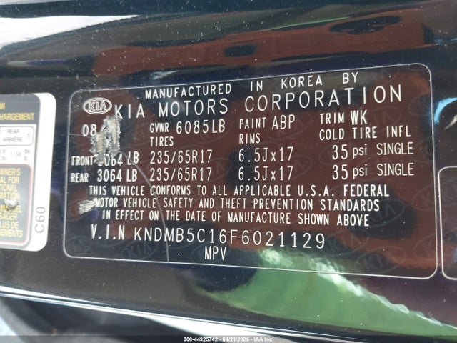 2015 Kia Sedona Lx მანქანა იყიდება აუქციონზე, vin: KNDMB5C16F6021129, აუქციონის ნომერი: 44925742