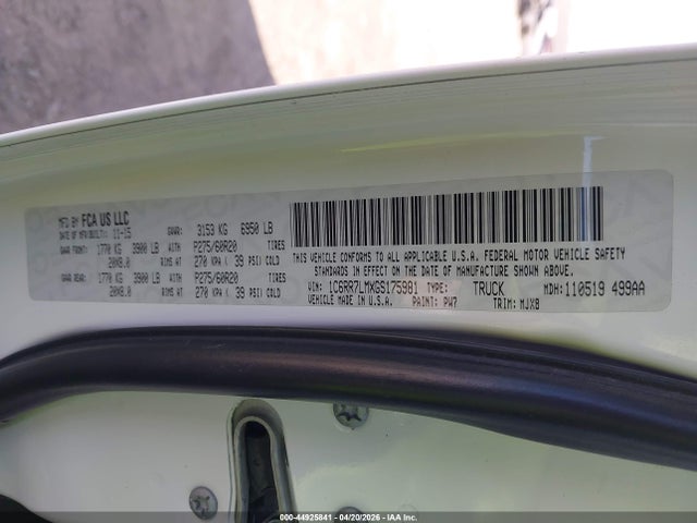 Aukcja sprzedaży 2016 Ram 1500 Lone Star, vin: 1C6RR7LMXGS175981, numer aukcji: 44925841