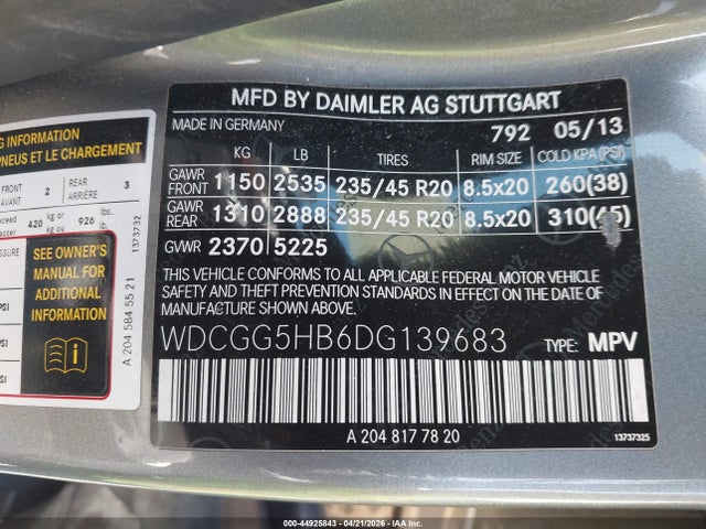 Продаж на аукціоні авто 2013 Mercedes-benz Glk 350, vin: WDCGG5HB6DG139683, номер лоту: 44925843