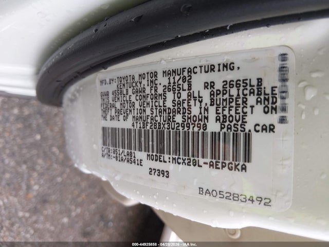 Aukcja sprzedaży 2003 Toyota Avalon Xls, vin: 4T1BF28BX3U299790, numer aukcji: 44925858