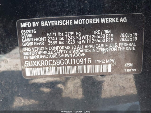 Aukcja sprzedaży 2016 Bmw X5 Xdrive35i, vin: 5UXKR0C58G0U10916, numer aukcji: 44925877