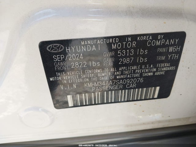 Продаж на аукціоні авто 2025 Hyundai Ioniq 6 Sel, vin: KMHM34AA7SA092076, номер лоту: 44925879