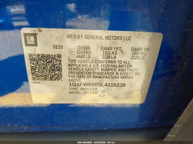1G1FW6S05L4115238 Chevrolet Bolt Ev Fwd Lt