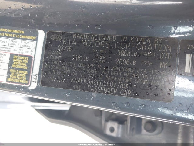 Продажа на аукционе авто 2016 Kia Forte Lx, vin: KNAFK5A86G5607780, номер лота: 44925929
