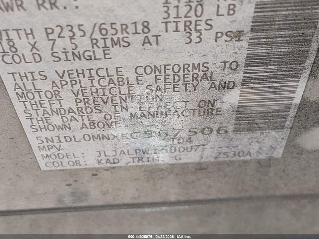 5N1DL0MNXKC567506 Infiniti QX60 PURE