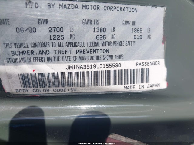 Продаж на аукціоні авто 1990 Mazda Mx-5 Miata, vin: JM1NA3519L0155530, номер лоту: 44925987