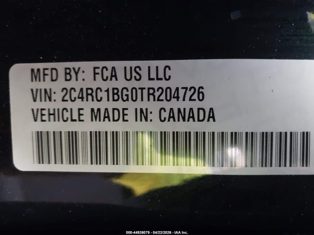2026 Chrysler Pacifica Select მანქანა იყიდება აუქციონზე, vin: 2C4RC1BG0TR204726, აუქციონის ნომერი: 44926079