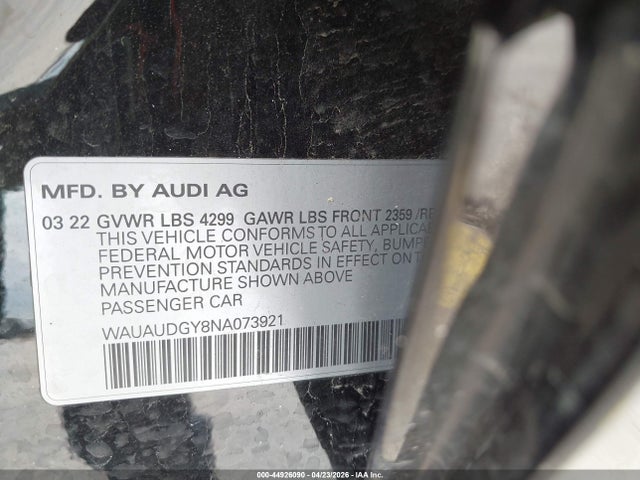 Aukcja sprzedaży 2022 Audi A3 Premium 40 Tfsi Front-wheel Drive S Tronic, vin: WAUAUDGY8NA073921, numer aukcji: 44926090