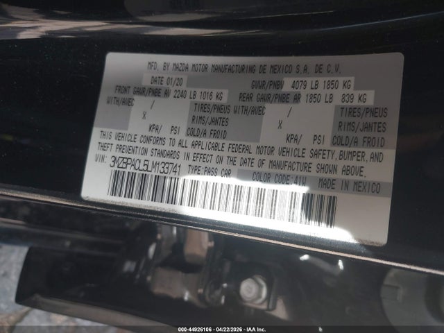 3MZBPACL5LM133741 Mazda Mazda3 Select Package