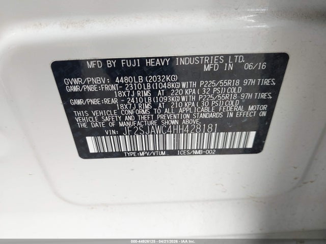 JF2SJAWC4HH428181 Subaru Forester 2.5i Touring