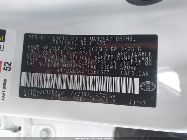 4T1DAACK2TU266677 Toyota CAMRY SE