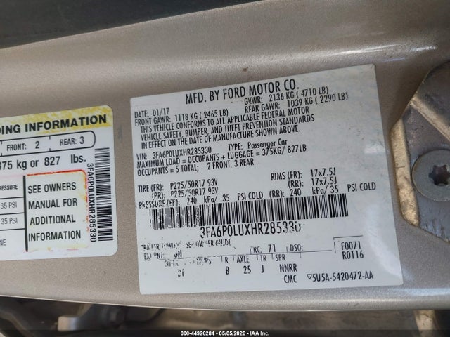 Ford Fusion Hybrid Se 2017 3FA6P0LUXHR285330 Image 9