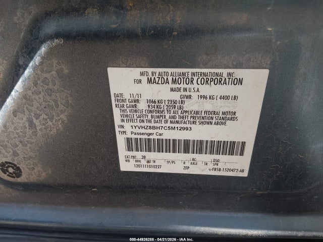 Продажа на аукционе авто 2012 Mazda Mazda6 I Sport, vin: 1YVHZ8BH7C5M12993, номер лота: 44926288