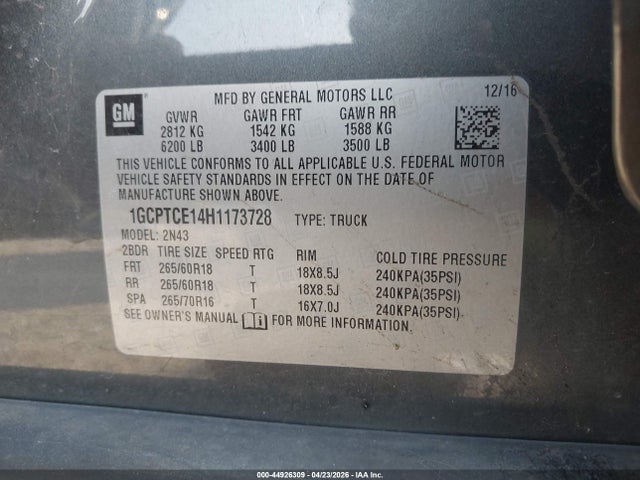 1GCPTCE14H1173728 Chevrolet Colorado Lt