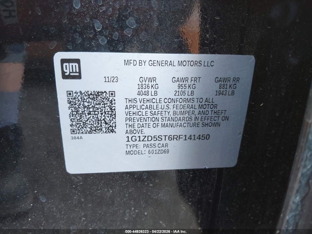 2024 Chevrolet Malibu Fwd 1lt მანქანა იყიდება აუქციონზე, vin: 1G1ZD5ST6RF141450, აუქციონის ნომერი: 44926323