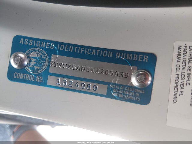 5TFCZ5AN2KX205839 Toyota Tacoma Trd Pro