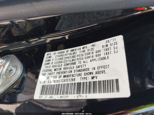 2012 Acura Rdx მანქანა იყიდება აუქციონზე, vin: 5J8TB2H27CA001266, აუქციონის ნომერი: 44926490