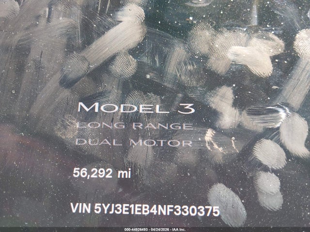 Aukcja sprzedaży 2022 Tesla Model 3 Long Range Dual Motor All-wheel Drive, vin: 5YJ3E1EB4NF330375, numer aukcji: 44926493