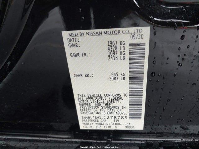 1N4BL4BV1LC278785 Nissan Altima S Fwd