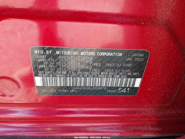 Продаж на аукціоні авто 2020 Mitsubishi Outlander Sel 2.4 S-awc, vin: JA4AZ3A39LZ029818, номер лоту: 44926532