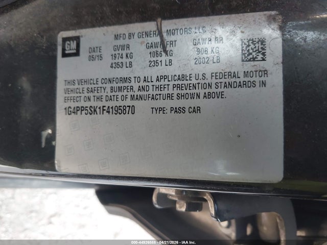 Aukcja sprzedaży 2015 Buick Verano, vin: 1G4PP5SK1F4195870, numer aukcji: 44926588