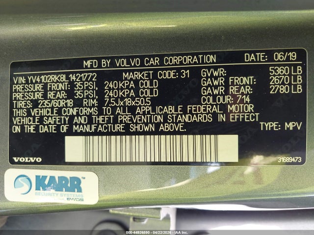 YV4102RK8L1421772 Volvo Xc60 T5 Momentum