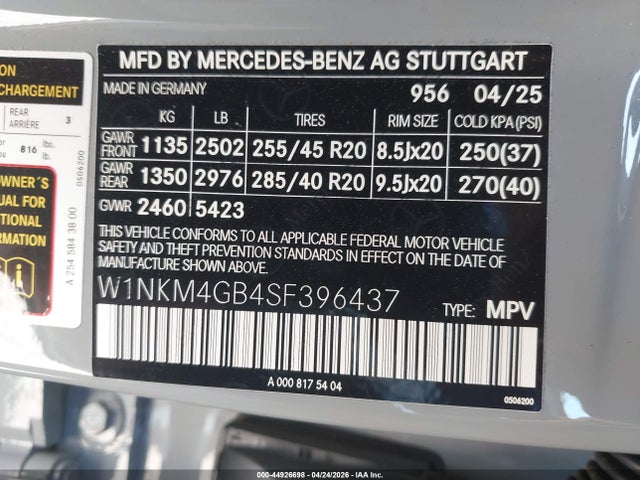 Продажа на аукционе авто 2025 Mercedes-benz Glc 300 Suv, vin: W1NKM4GB4SF396437, номер лота: 44926698