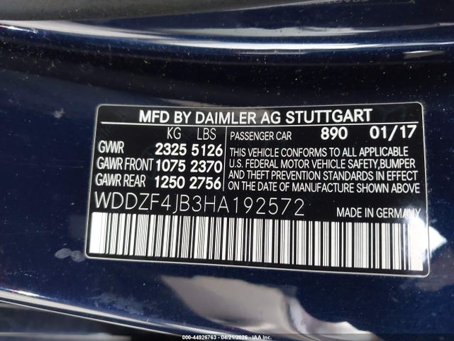 Продажа на аукционе авто 2017 Mercedes-benz E 300, vin: WDDZF4JB3HA192572, номер лота: 44926763