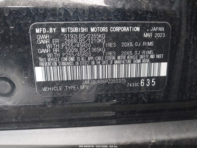 Aukcja sprzedaży 2023 Mitsubishi Outlander Se 2.5 2wd/se Black Edition 2wd/se Special Edition 2wd, vin: JA4J3UA86PZ050375, numer aukcji: 44926795