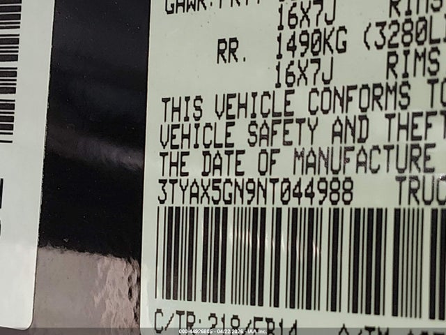 Toyota Tacoma Sr 2022 3TYAX5GN9NT044988 Image 9