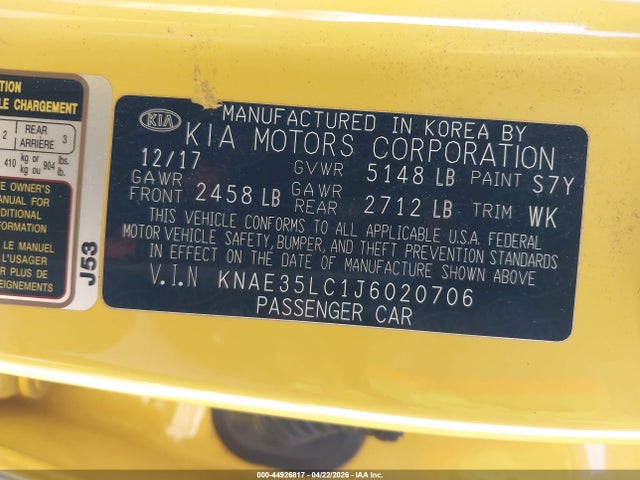 Aukcja sprzedaży 2018 Kia Stinger Gt, vin: KNAE35LC1J6020706, numer aukcji: 44926817