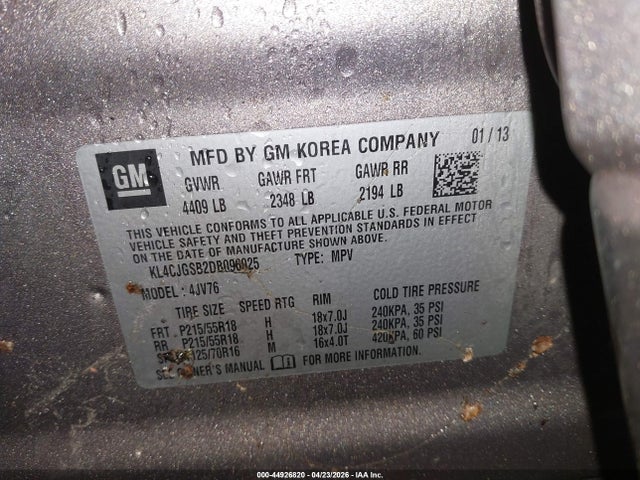 2013 Buick Encore Leather მანქანა იყიდება აუქციონზე, vin: KL4CJGSB2DB096025, აუქციონის ნომერი: 44926820