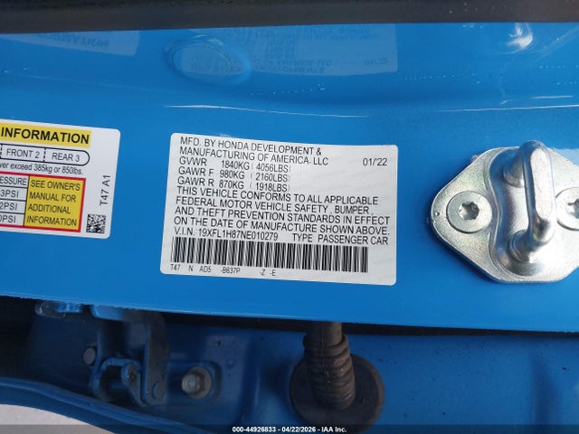 19XFL1H87NE010279 Honda Civic Sport Touring