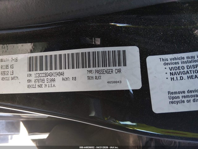 Продаж на аукціоні авто 2016 Chrysler 200 S, vin: 1C3CCCBG4GN194940, номер лоту: 44926852